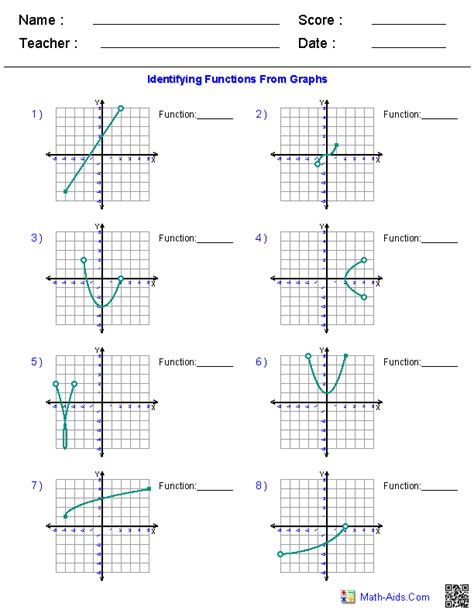 Algebra 1 Worksheets | Domain and Range Worksheets