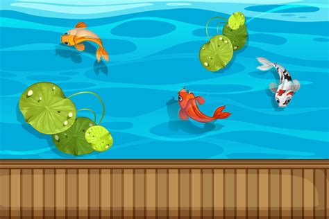 Three fish and waterlily in the pond 359004 Vector Art at Vecteezy