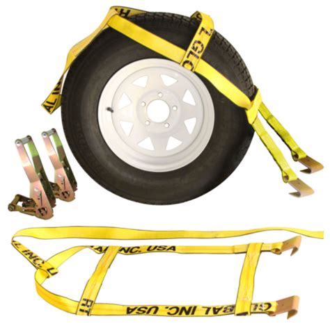 Two (2x) Yellow Demco Kar Kaddy Tow Dolly Straps Rugged Weave w/Hook 2 ...