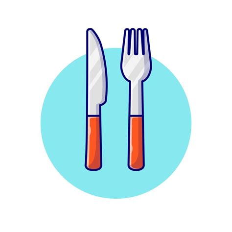 Fork And Knife Cartoon Vector Icon Illustration. Food Object Icon ...