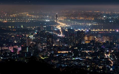 Download wallpaper 1920x1200 night city, city, aerial view, buildings ...