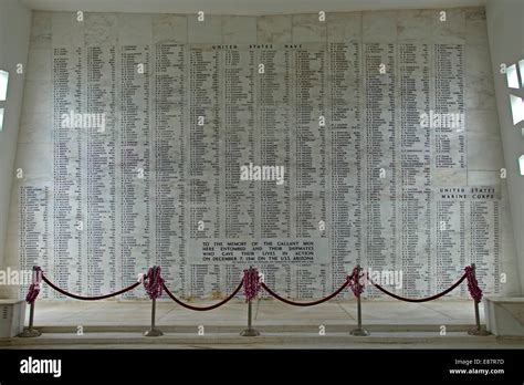 USS Arizona Memorial, memorial plaque with names of killed soldiers ...