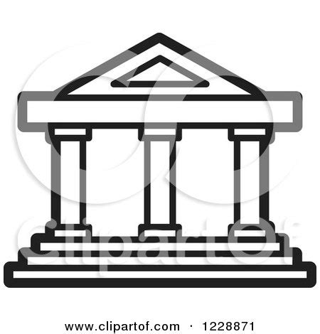 Clipart of a Black and White Court House Building Icon - Royalty Free ...