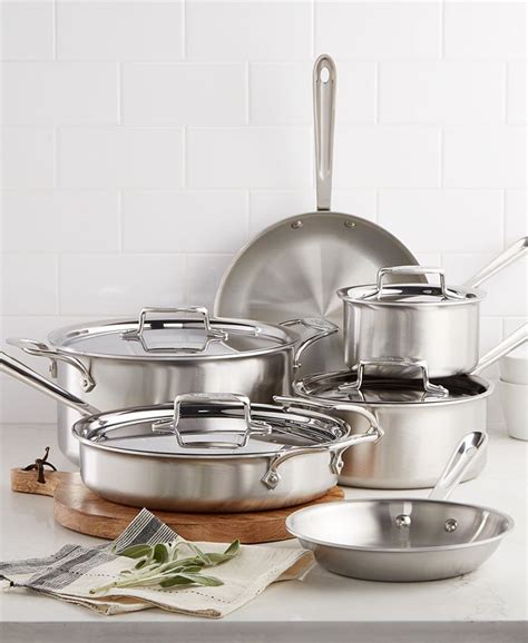 All-Clad D5 Brushed Stainless Steel 10-Pc. Cookware Set & Reviews ...