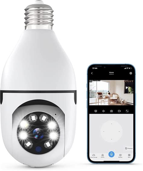 Light Bulb Security Camera Wireless Outdoor, 2.4GHz Light Socket ...