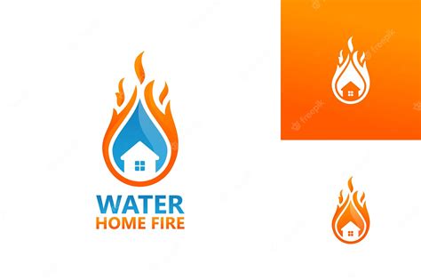 Premium Vector | Water House Fire Logo Template Design Vector, Emblem ...