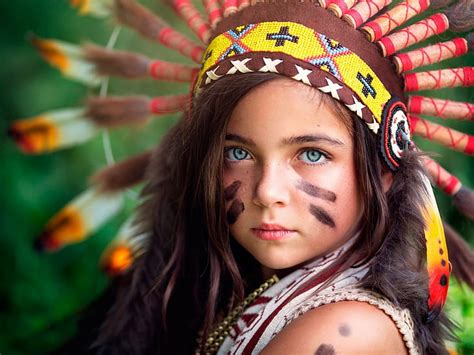 HD wallpaper: native American girl costume, face paint, children ...