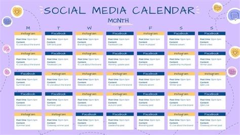 Creative Hand Drawn Social Media Calendar Template | Free Vector