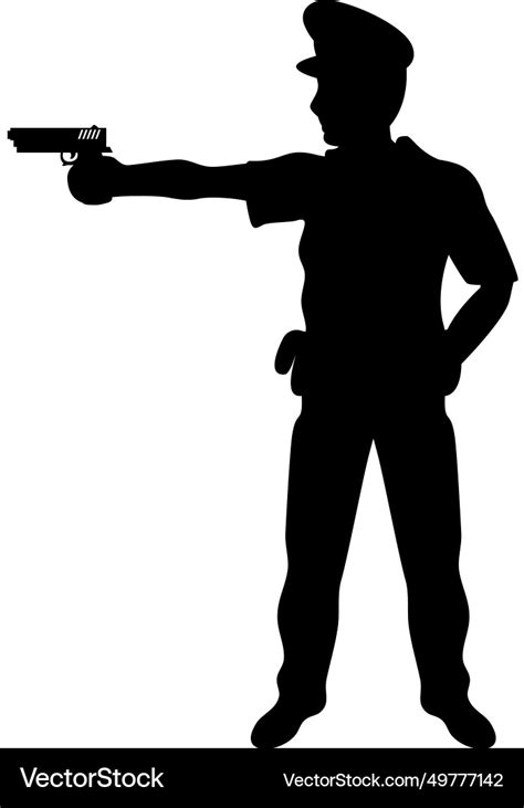 Police silhouette man with gun Royalty Free Vector Image