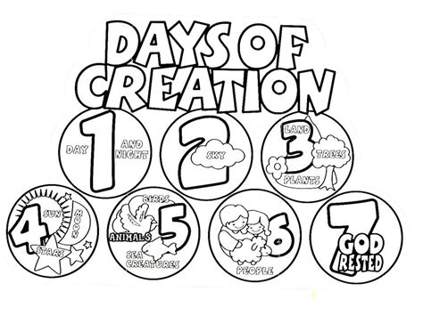 Creation Coloring Pages Free Printable Printable 7 Days Of Creation ...