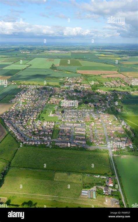 An aerial view of the North Lincolnshire village of Hibaldstow Stock ...