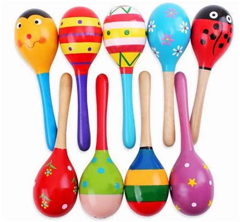 New High Quality Wooden Maraca Wood Rattles Kid Musical Party Favor ...