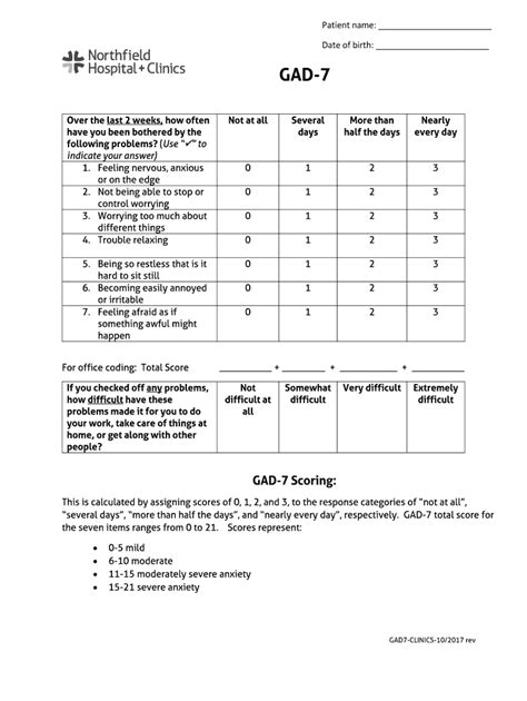 Gad Scoring Sheet - Fill Online, Printable, Fillable, Blank | pdfFiller