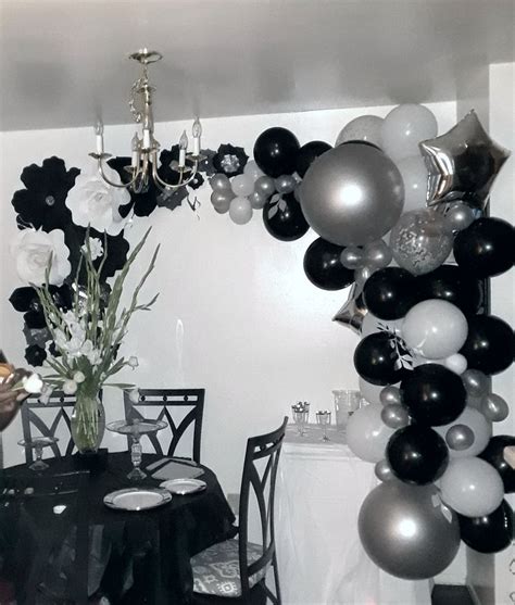 Black/White/Grey Themed Birthday | Black and white party decorations ...