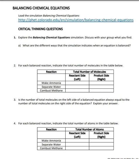 Solved BALANCING CHEMICAL EQUATIONS Load the simulation | Chegg.com