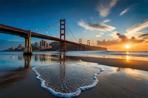 Premium AI Image | A sunset view of the golden gate bridge.