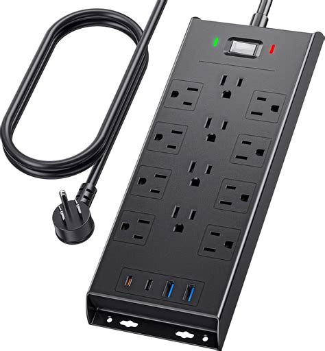 LeZone Power Strip Surge Protector, 12 Outlets, 2 USB C, 2 USB, 4800 ...