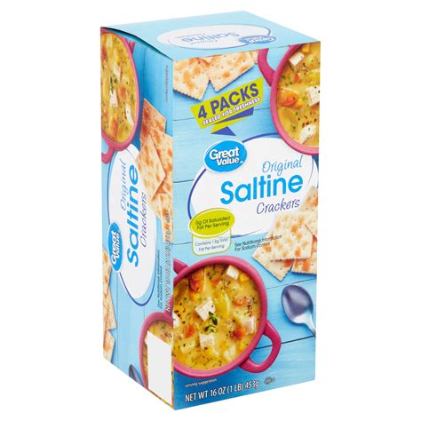 Great Value Original Saltine Crackers, 4 count, 16 oz - Walmart.com