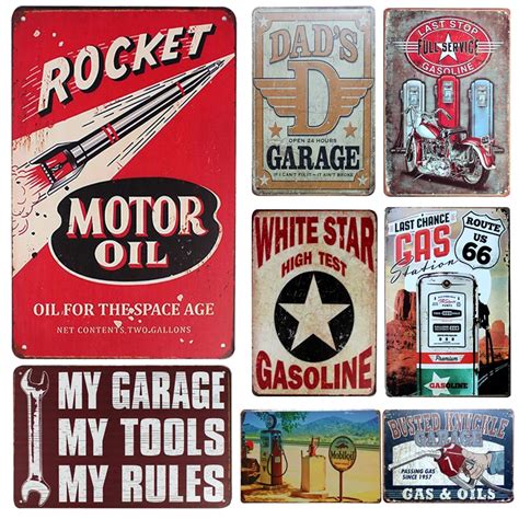 [inFour+]Rockrt Motor Oil Vintage Metal Signs Home Decor Vintage Tin ...