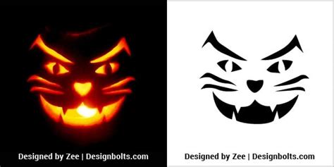 Cat Patterns Pumpkin Carving Stencils