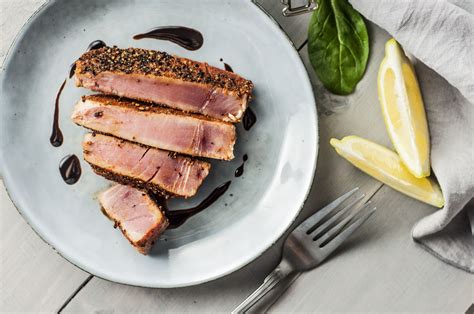 Spice-Rubbed Seared Tuna Steaks With Balsamic Reduction | Recipe ...