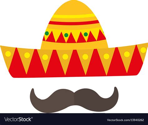 Sombrero icon flat style mexican traditional Vector Image