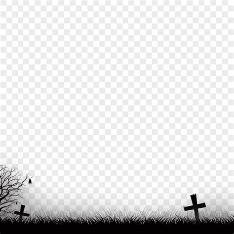 Black Halloween Tombstone Tree Scene Silhouette HD PNG | Citypng