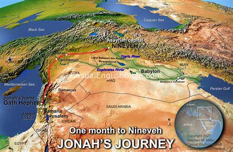 Bible map of Jonah's trip to Nineveh - Casual English Bible