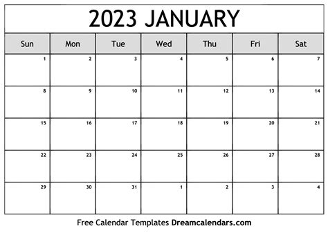 January 2023 Calendar - Free Printable with Holidays and Observances