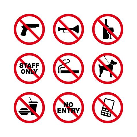 Prohibition sign vector set. Suitable for design element of work safety ...