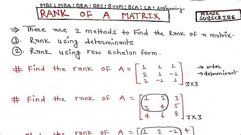 Rank Of a Matrix || Rank of a matrix solved examples || Unit :Matrices ...