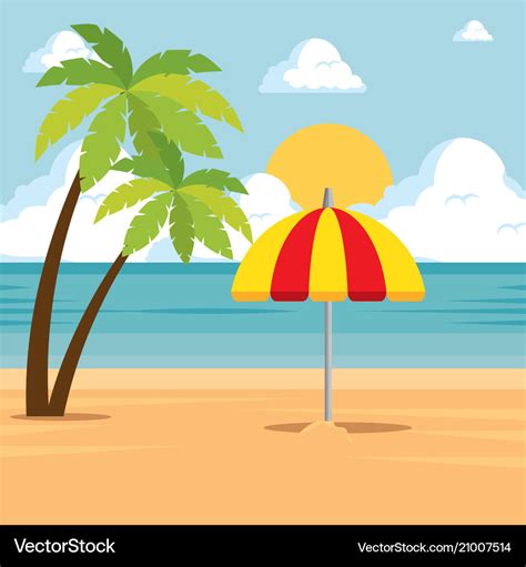 Tropical beach summer scene Royalty Free Vector Image