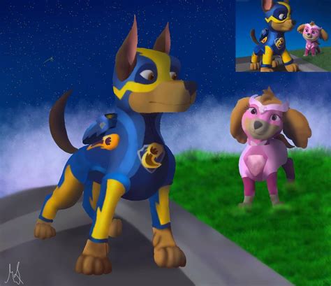 Paw Patrol mighty pups Chase x Skye by MentaFarkas12 on DeviantArt