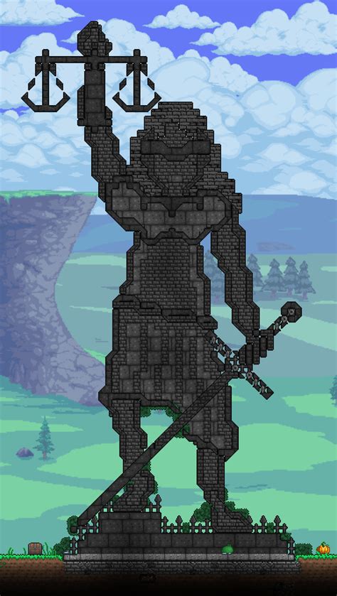 "Lady Justice" statue in our spawn location : r/Terraria