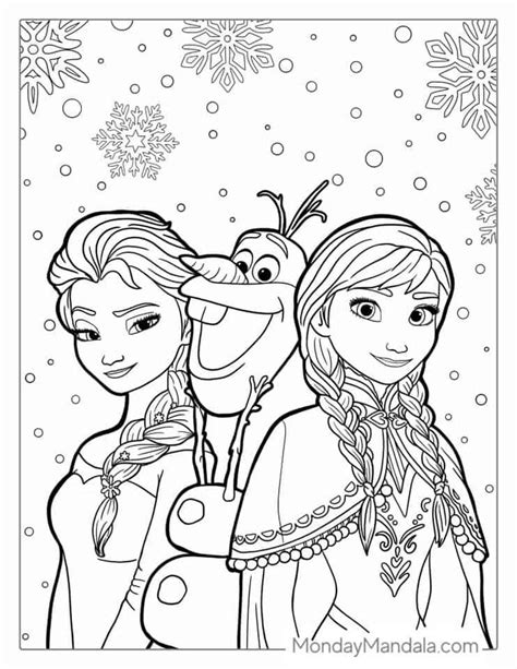 Elsa, Anna, And Olaf Coloring Page (Frozen Coloring Pages) | Disney ...