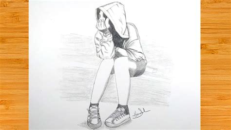 Sad Girl Pencil Sketch || How To Draw Alone Sad Girl || Pencil Drawing ...