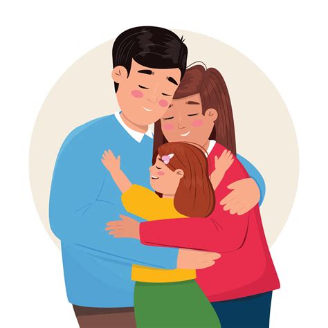 Illustration of a mother, father and child hugging together. Happy ...