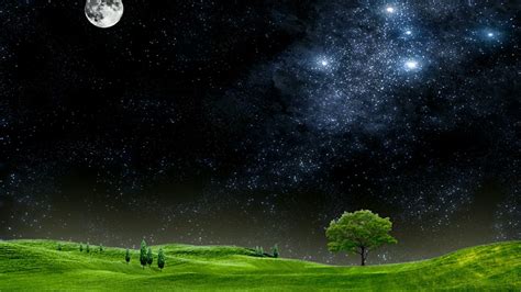 grass field, sky, astronomical object, landscape, atmosphere of earth ...