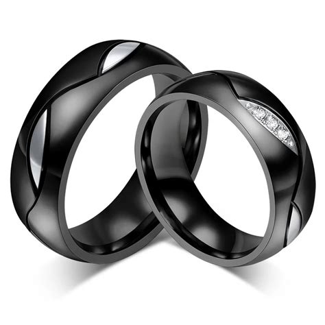 Aliexpress.com : Buy Simple Black Love Couple Wedding Rings Famous ...