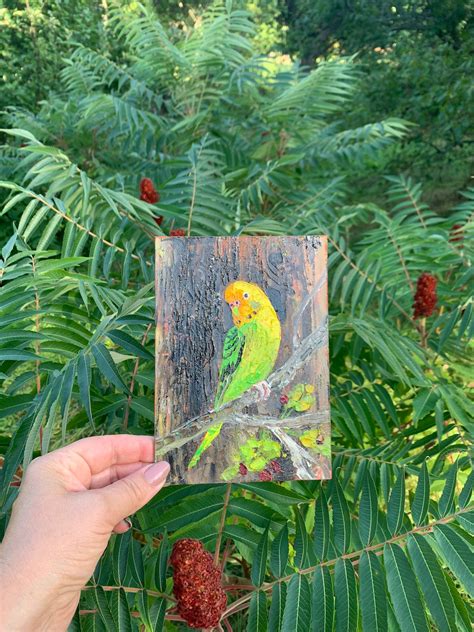 Bird Painting Green Parrot Oil Painting Gallery Wall Artwork - Etsy