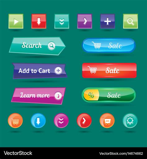 Colorful website buttons design Royalty Free Vector Image