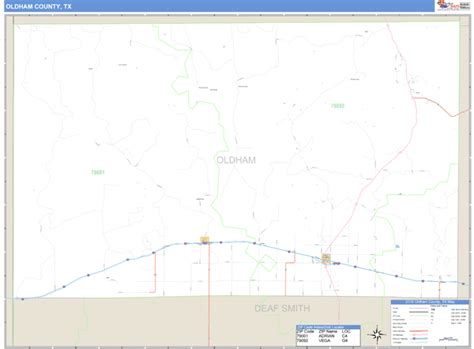 Oldham County, Texas Zip Code Wall Map | Maps.com.com