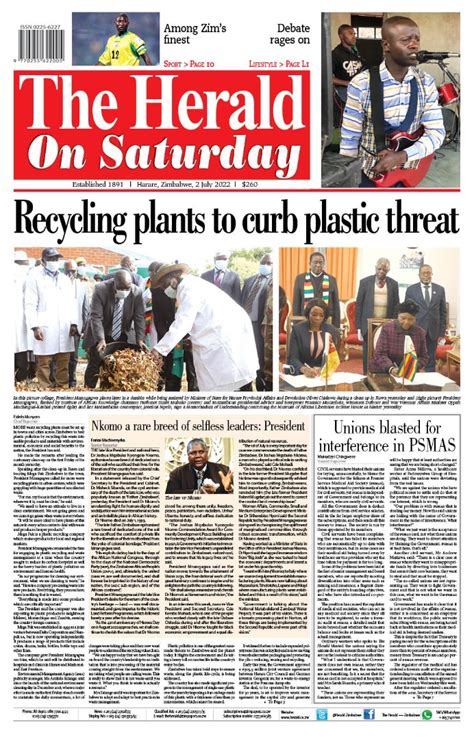 The Herald Zimbabwe on Twitter: "Check out today's front and back pages ...