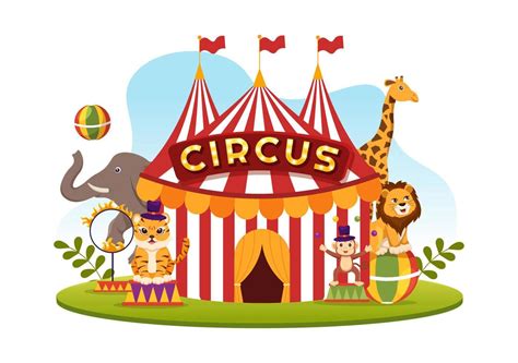 Circus Template Hand Drawn Cartoon Flat Illustration with Show of ...