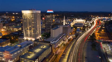 Springfield Massachusetts Early Evening Rush Hour Traffic Aerial View ...