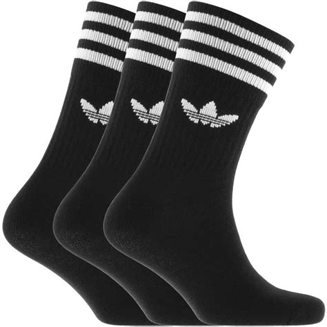 adidas Originals Three Pack Solid Crew Socks Black | Mainline Menswear ...