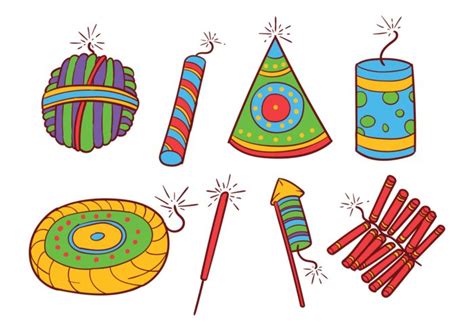 Diwali Fire Crackers Icons Vector - Free Download