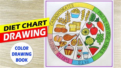 How to draw diet chart poster, Balanced diet chart drawing, Food chart ...