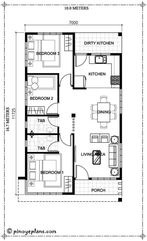 Single Storey 3-Bedroom House Plan | Pinoy ePlans | Bungalow floor ...