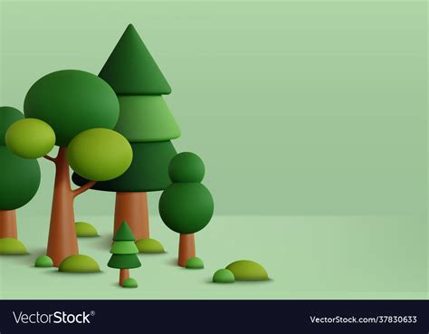 Forest set in green background Royalty Free Vector Image